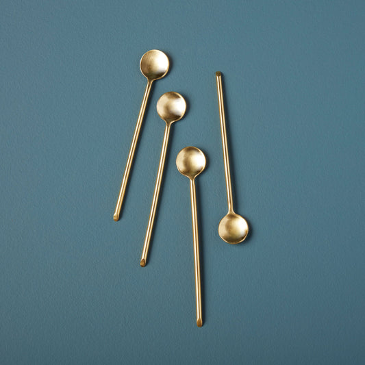 Gold Thin Spoons, Set of 4: Set of 4 gold thin spoons from Grace Blu Shoppe, adding a touch of luxury to your tableware.
