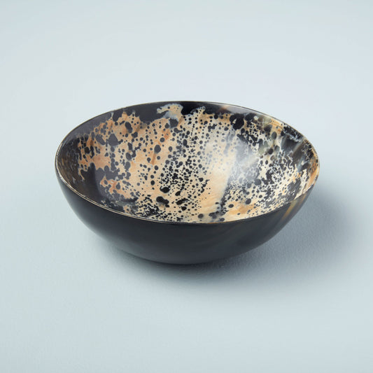 Splatter Horn Bowl, Large - A striking Splatter Horn Bowl, Large from GRACE BLU SHOPPE, perfect for serving or as a decorative statement piece.