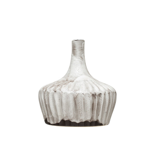 Frank Fluted Vase, Distressed Reactive Glaze: Distressed reactive-glazed Frank fluted vase from Grace Blu Shoppe, adding a unique touch to your home decor.